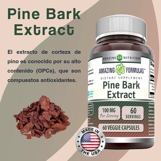 Foto 3 | Amazing Formulas Pine Bark Extract 100mg Antioxidante 60 Cápsulas