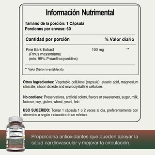 Foto 4 | Amazing Formulas Pine Bark Extract 100mg Antioxidante 60 Cápsulas