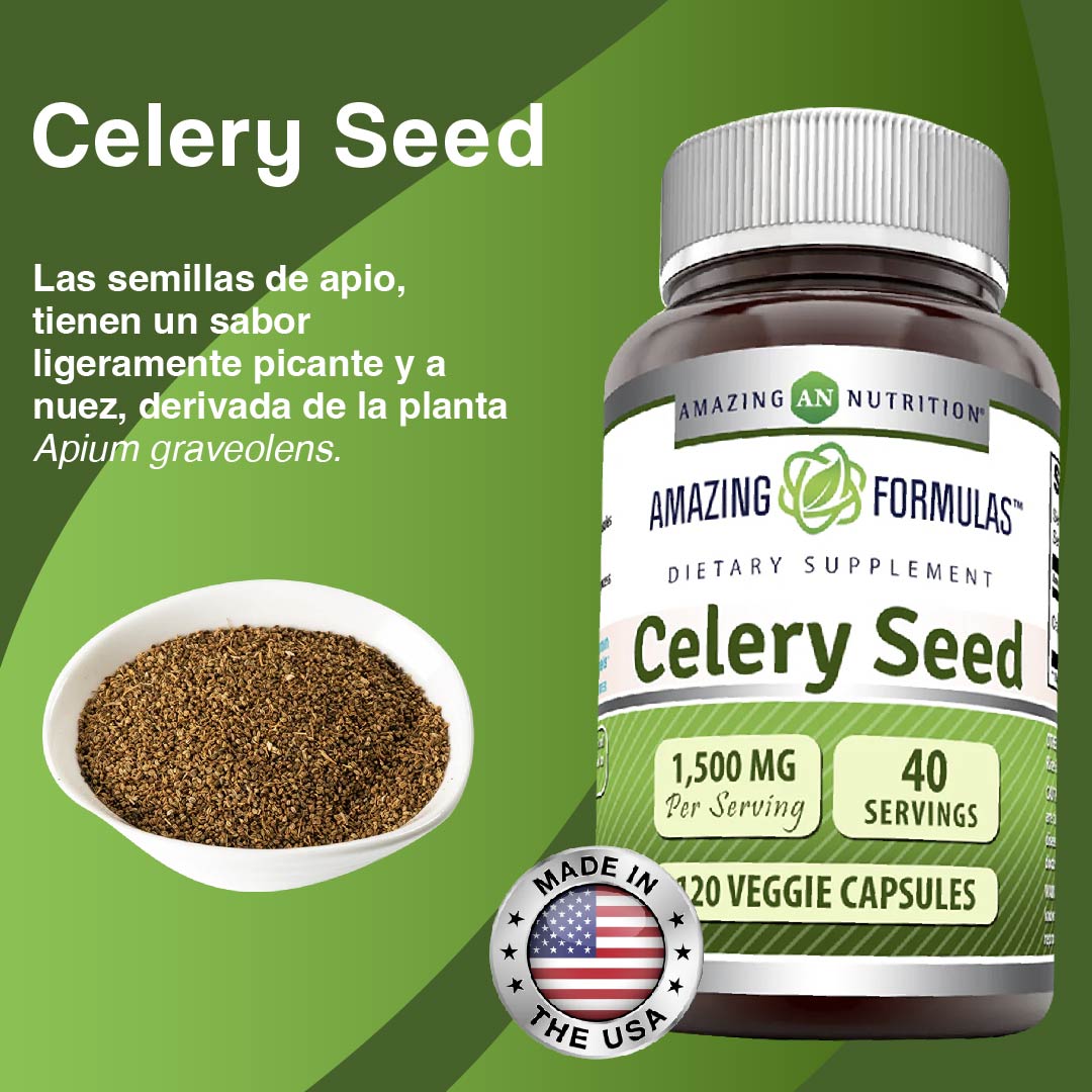 Foto 4 pulgar | Amazing Formula Celery Seed 1500mg Apoyo Digestivo Antioxidantes Semilla De Apio 120 Cápsulas