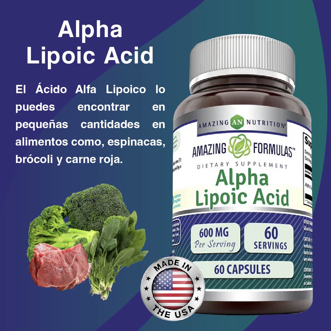 Foto 4 pulgar | Amazing Formulas Alpha Lipoic Acid 600 Mg Ácido Lipoico Antioxidante Antiinflamatorias 60 Cápsulas