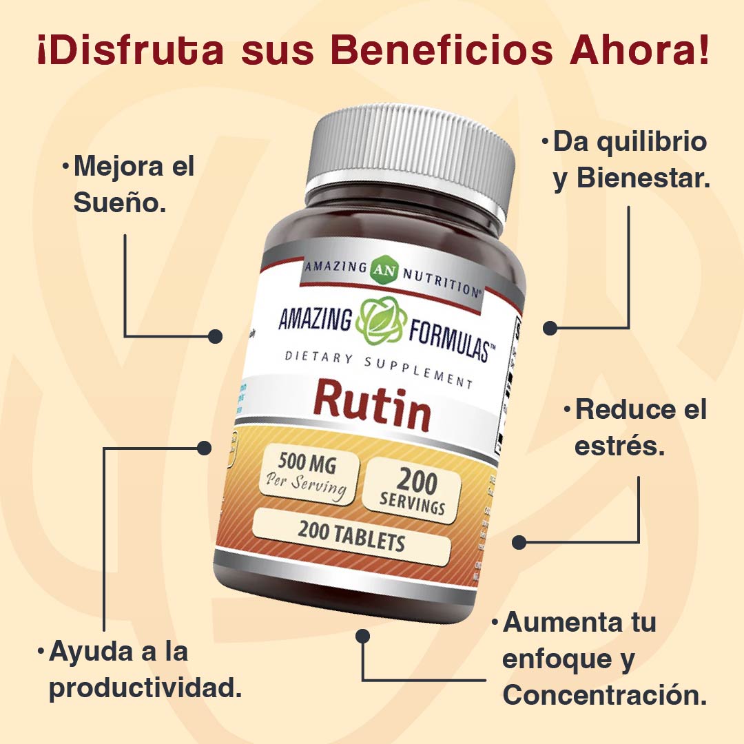 Foto 3 pulgar | Amazing Formulas Rutin Antioxidante Antiinflamatorio Salud Ocular 500 Mg Rutina 200 Tabletas
