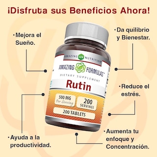 Foto 2 | Amazing Formulas Rutin Antioxidante Antiinflamatorio Salud Ocular 500 Mg Rutina 200 Tabletas