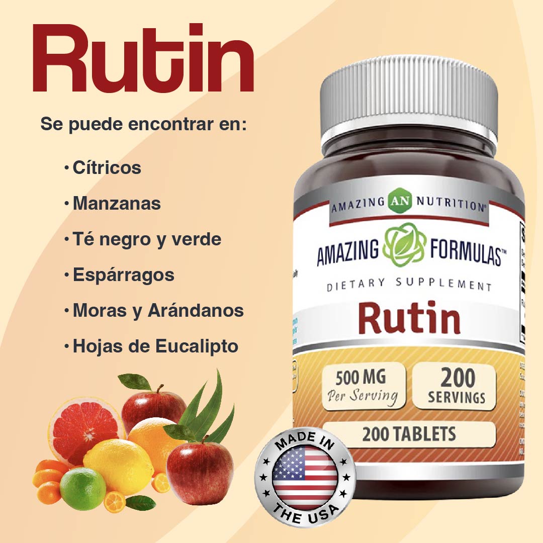 Foto 4 pulgar | Amazing Formulas Rutin Antioxidante Antiinflamatorio Salud Ocular 500 Mg Rutina 200 Tabletas