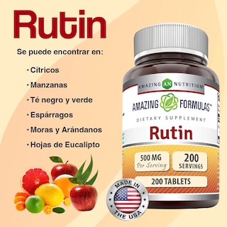 Foto 3 | Amazing Formulas Rutin Antioxidante Antiinflamatorio Salud Ocular 500 Mg Rutina 200 Tabletas
