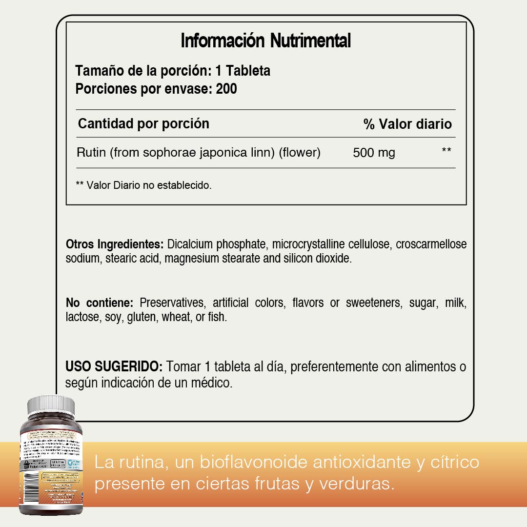 Foto 5 pulgar | Amazing Formulas Rutin Antioxidante Antiinflamatorio Salud Ocular 500 Mg Rutina 200 Tabletas