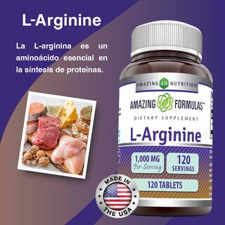 Foto 3 | Amazing Formulas L-arginine Salud Cardiovascular Rendimiento Deportivo 1000 Mg 120 Tabletas