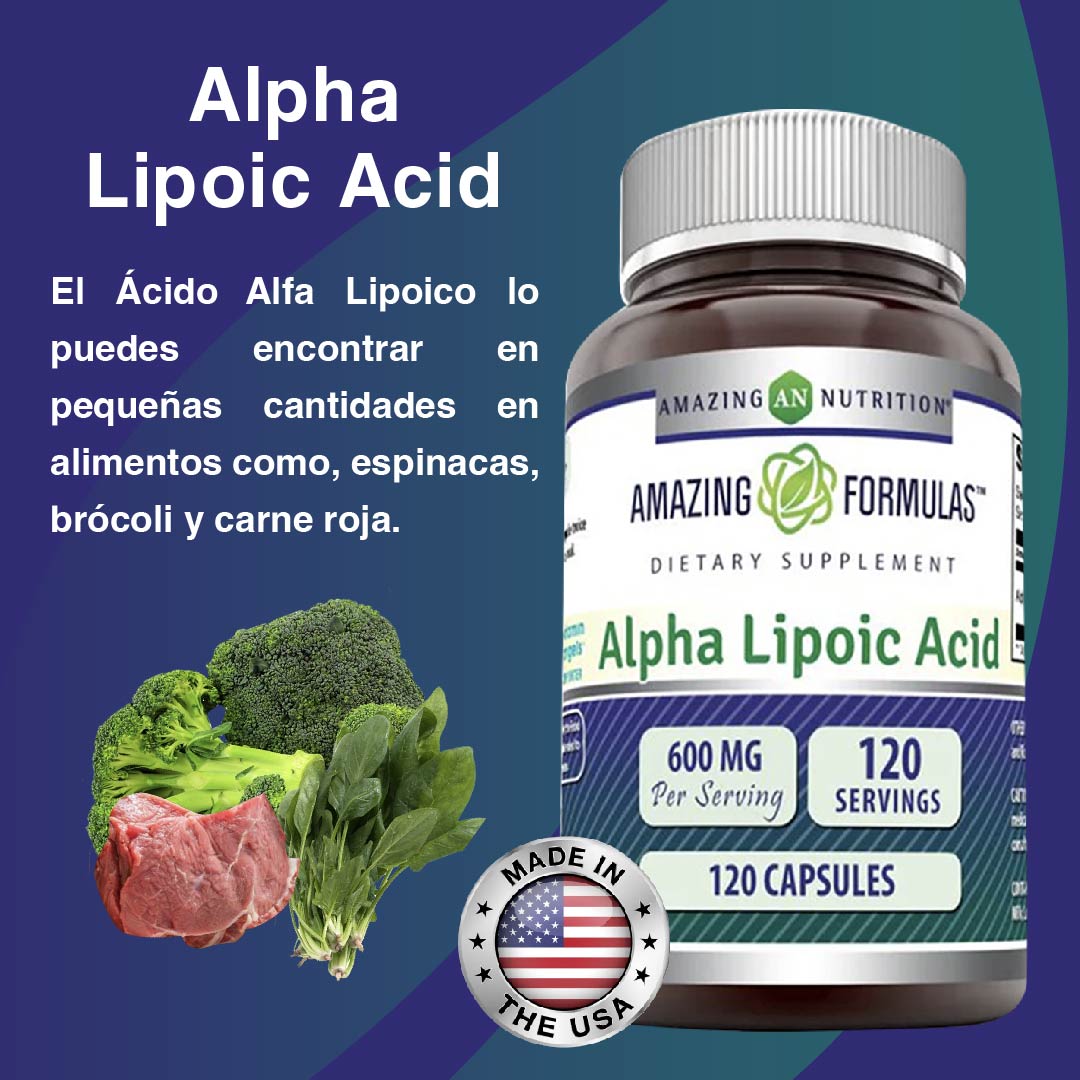 Foto 4 pulgar | Amazing Formulas Alpha Lipoic Acid 600 Mg Ácido Lipoico Antioxidante Antiinflamatorio 120 Cápsulas