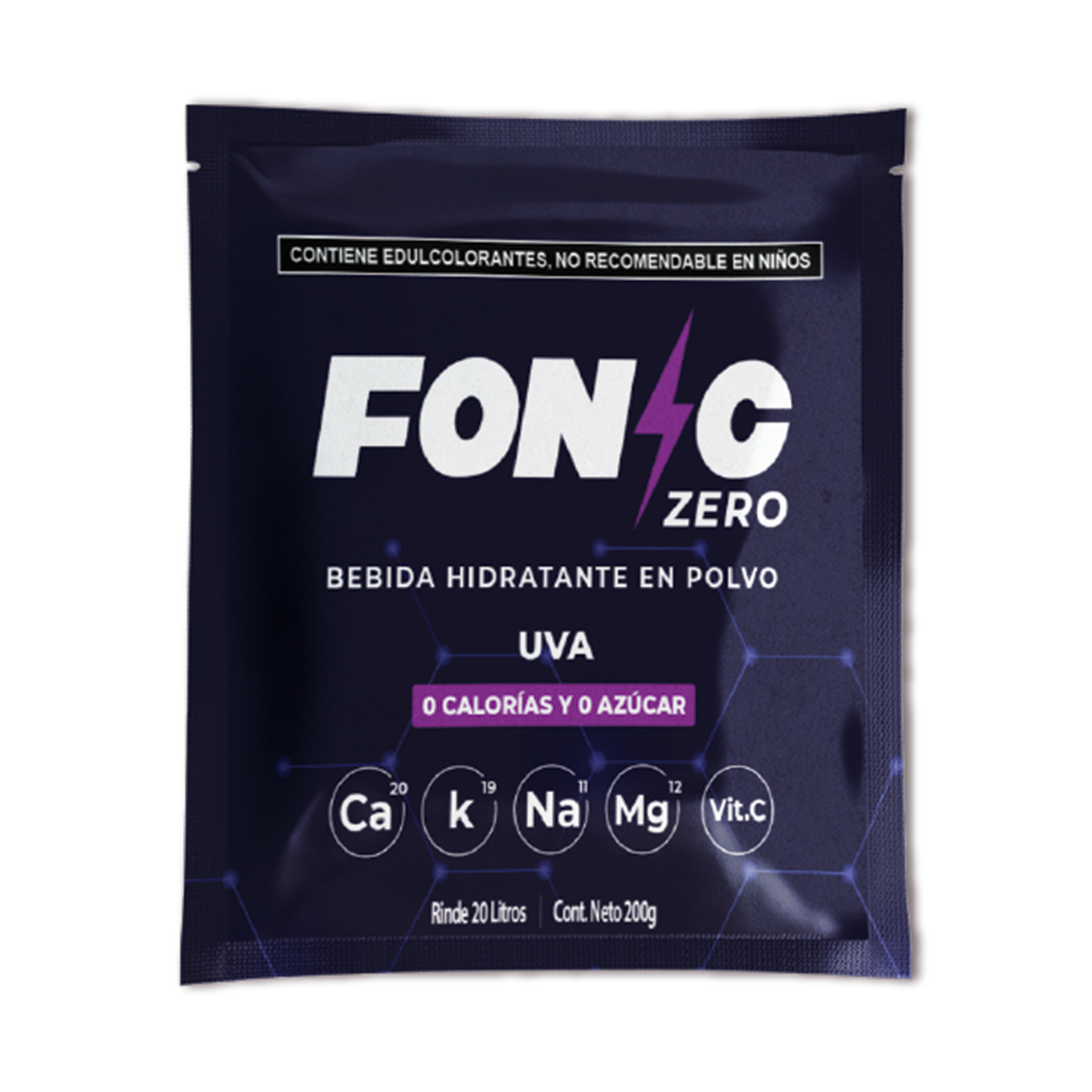 Foto 4 pulgar | Bebida Hidratante Fonic En Polvo Con Electrolitos 1 Sobre 200g 20l Sabor Uva
