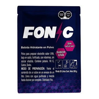 Foto 4 | Bebida Hidratante Fonic En Polvo Con Electrolitos 1 Sobre 200g 20l Sabor Uva