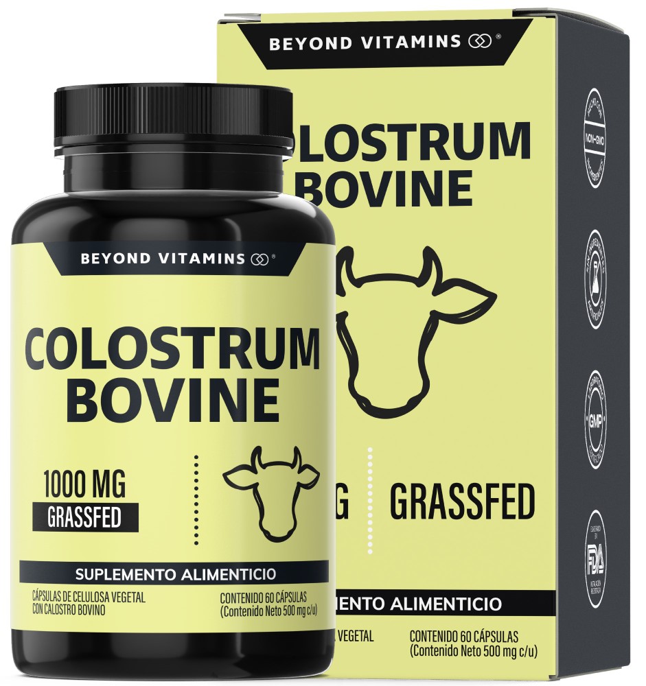 Suplemento Alimenticio Beyond Vitamins Calostro Bovino Grass Fed De Libre Pastoreo 1000 Mg Bovine Colostrum 60 Cápsulas