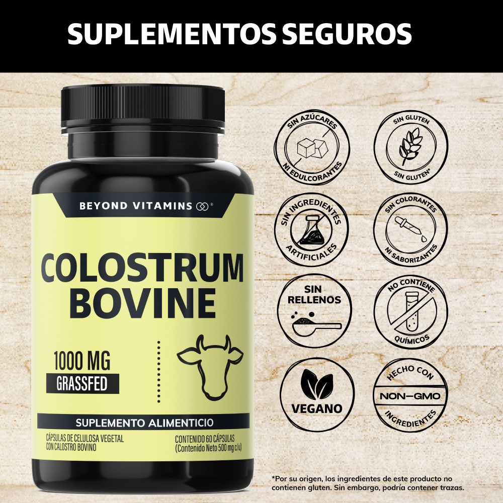 Foto 3 pulgar | Suplemento Alimenticio Beyond Vitamins Calostro Bovino Grass Fed De Libre Pastoreo 1000 Mg Bovine Colostrum 60 Cápsulas