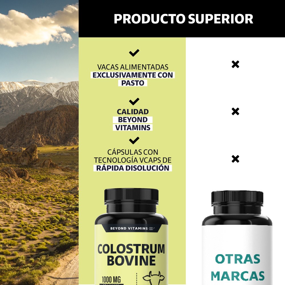 Foto 4 pulgar | Suplemento Alimenticio Beyond Vitamins Calostro Bovino Grass Fed De Libre Pastoreo 1000 Mg Bovine Colostrum 60 Cápsulas