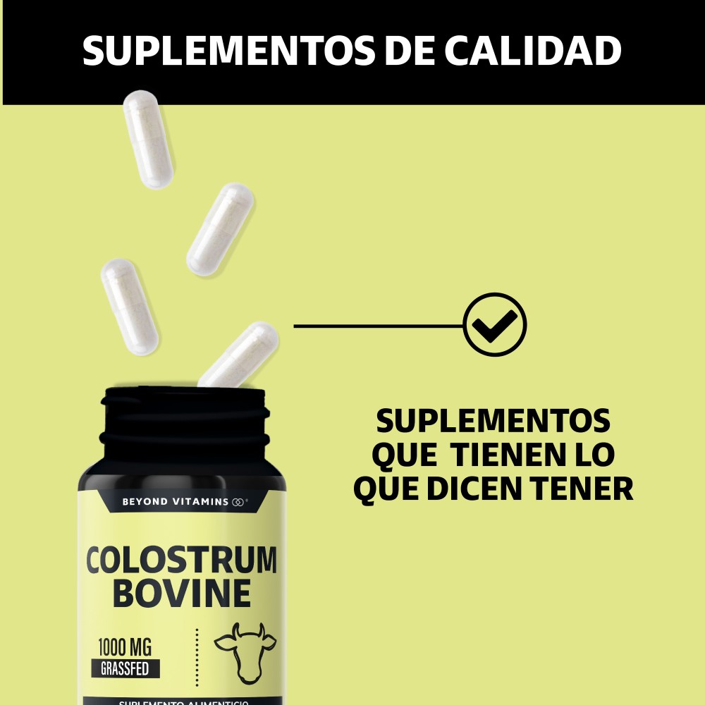Foto 5 pulgar | Suplemento Alimenticio Beyond Vitamins Calostro Bovino Grass Fed De Libre Pastoreo 1000 Mg Bovine Colostrum 60 Cápsulas