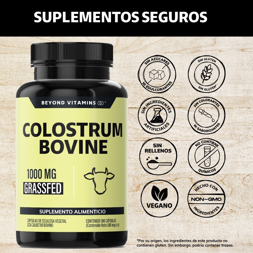 Foto 3 pulgar | Suplemento Alimenticio Beyond Vitamins Calostro Bovino Grass Fed De Libre Pastoreo 1000 Mg Bovine Colostrum 180 Cápsula