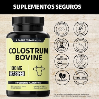 Foto 2 | Suplemento Alimenticio Beyond Vitamins Calostro Bovino Grass Fed De Libre Pastoreo 1000 Mg Bovine Colostrum 180 Cápsula