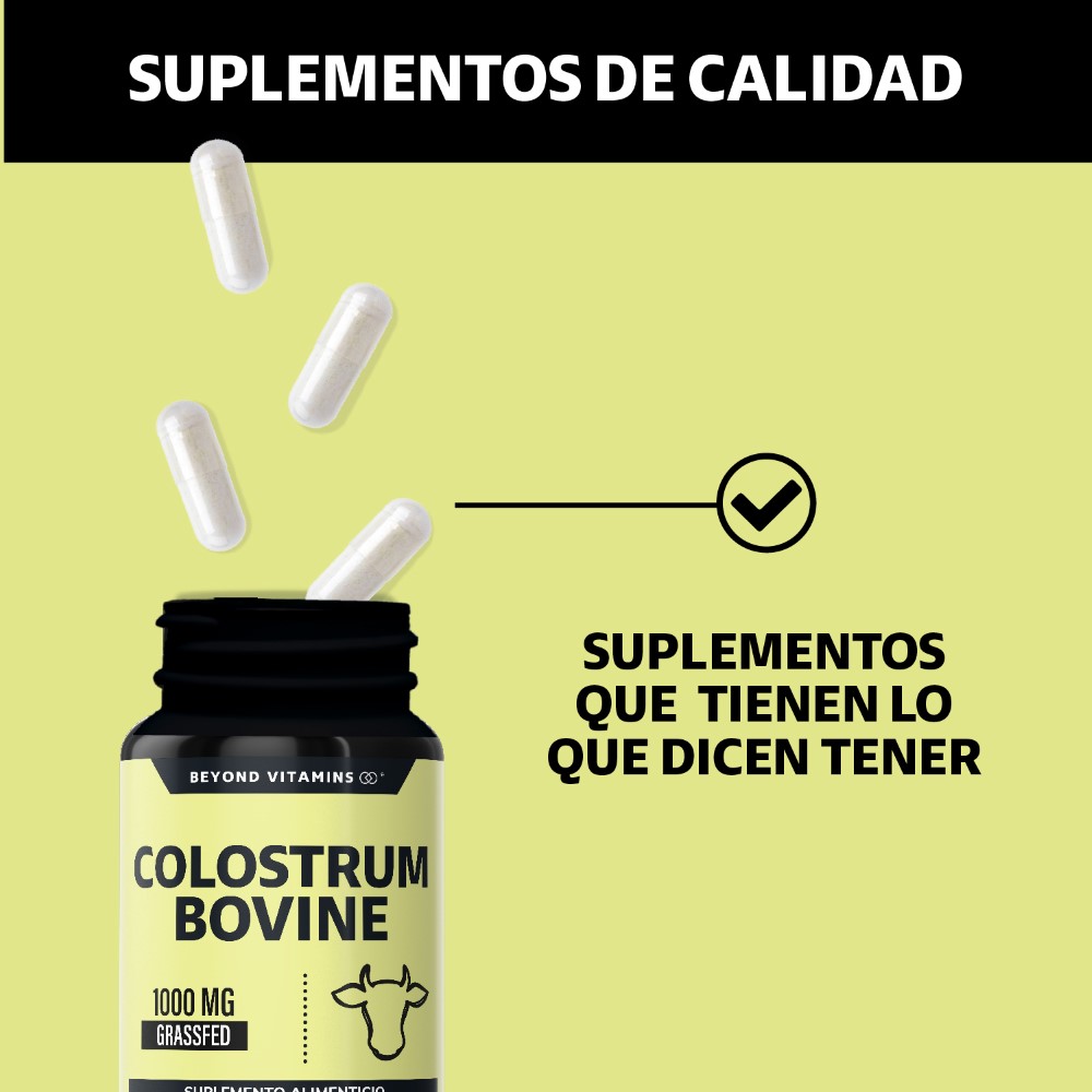 Foto 5 pulgar | Suplemento Alimenticio Beyond Vitamins Calostro Bovino Grass Fed De Libre Pastoreo 1000 Mg Bovine Colostrum 180 Cápsula