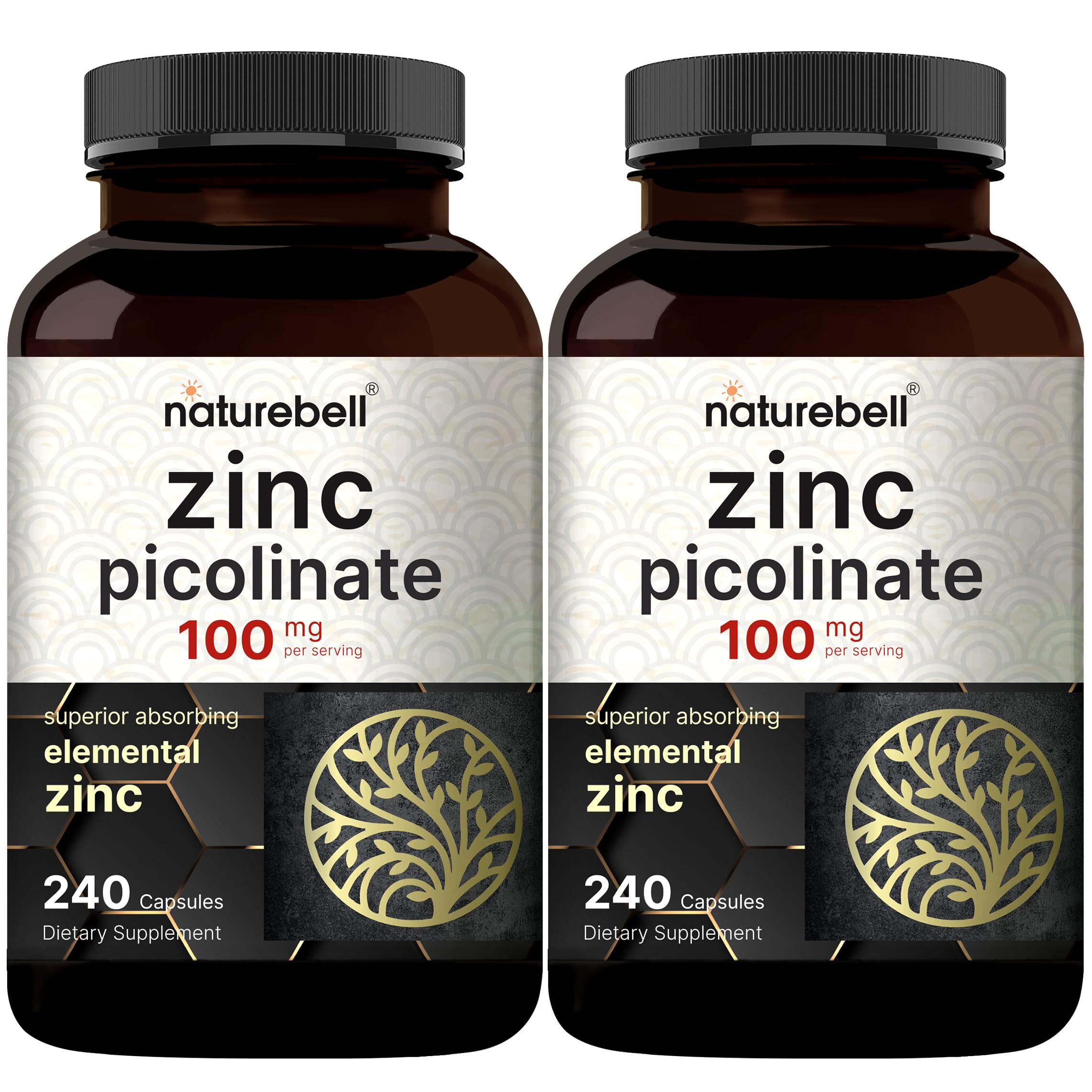 Foto 2 pulgar | Suplemento de Picolinato De Zinc Naturebell 100 Mg 480 Cápsulas - Venta Internacional