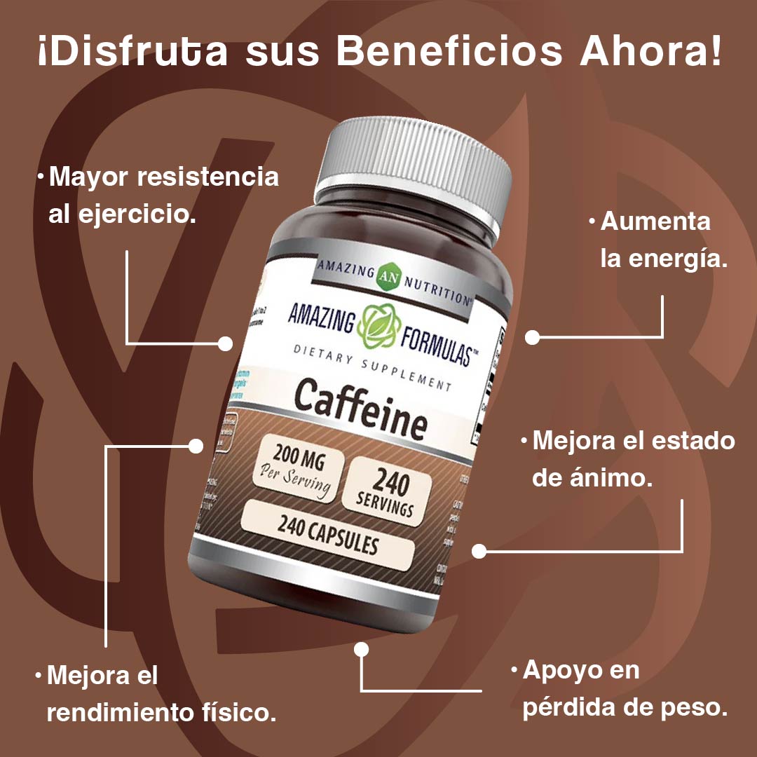 Foto 3 pulgar | Amazing Formulas Caffeine 200mg Cafeína Energía Ejercicio Estimulación Del Metabolismo240 Cápsulas