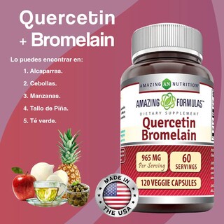 Foto 3 | Amazing Formulas Quercetin Bromelain 965 Mg Quercetina Y Bromelina Antioxidante Antiinflamatorio Salud Cardiova