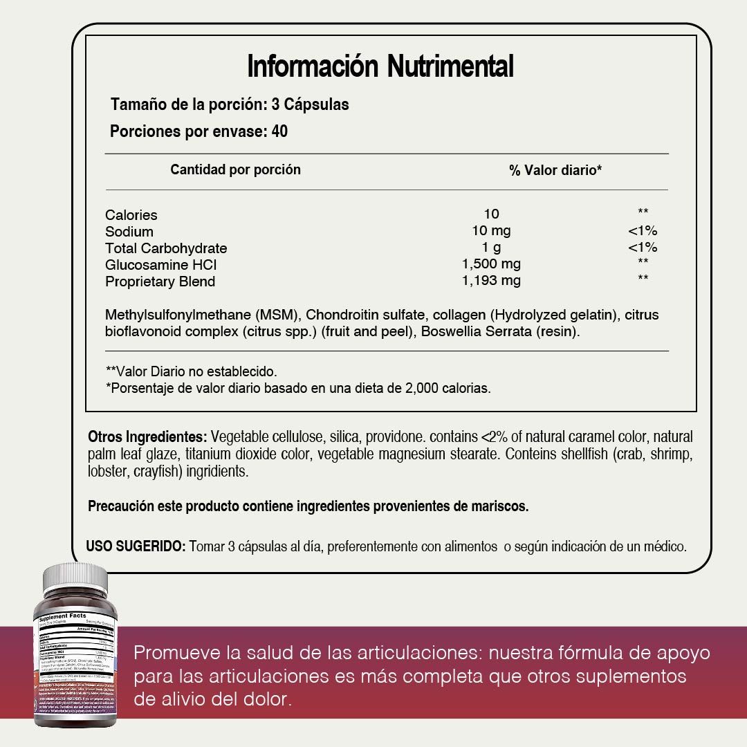 Foto 5 pulgar | Amazing Formulas Advanced Joint Formula Glucosamina Msm Articualciones Alivio Del Dolor 120 Cápsulas