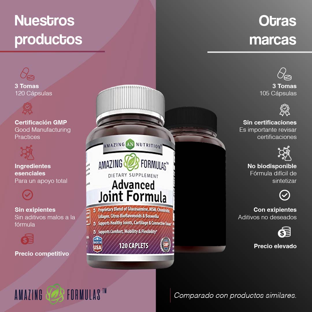 Foto 6 pulgar | Amazing Formulas Advanced Joint Formula Glucosamina Msm Articualciones Alivio Del Dolor 120 Cápsulas