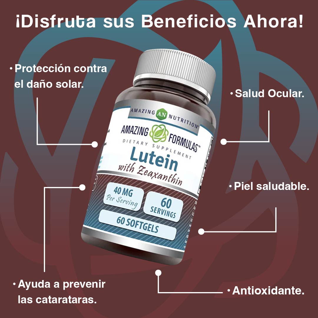 Foto 3 pulgar | Amazing Formulas Luteín Zeaxantina Salud Ocular Antioxidante Protección Daño Solar 40 Mcg 60 Softgels