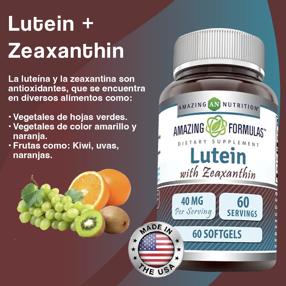 Foto 4 pulgar | Amazing Formulas Luteín Zeaxantina Salud Ocular Antioxidante Protección Daño Solar 40 Mcg 60 Softgels