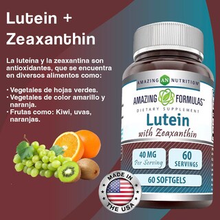Foto 3 | Amazing Formulas Luteín Zeaxantina Salud Ocular Antioxidante Protección Daño Solar 40 Mcg 60 Softgels