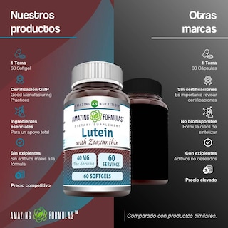 Foto 5 | Amazing Formulas Luteín Zeaxantina Salud Ocular Antioxidante Protección Daño Solar 40 Mcg 60 Softgels