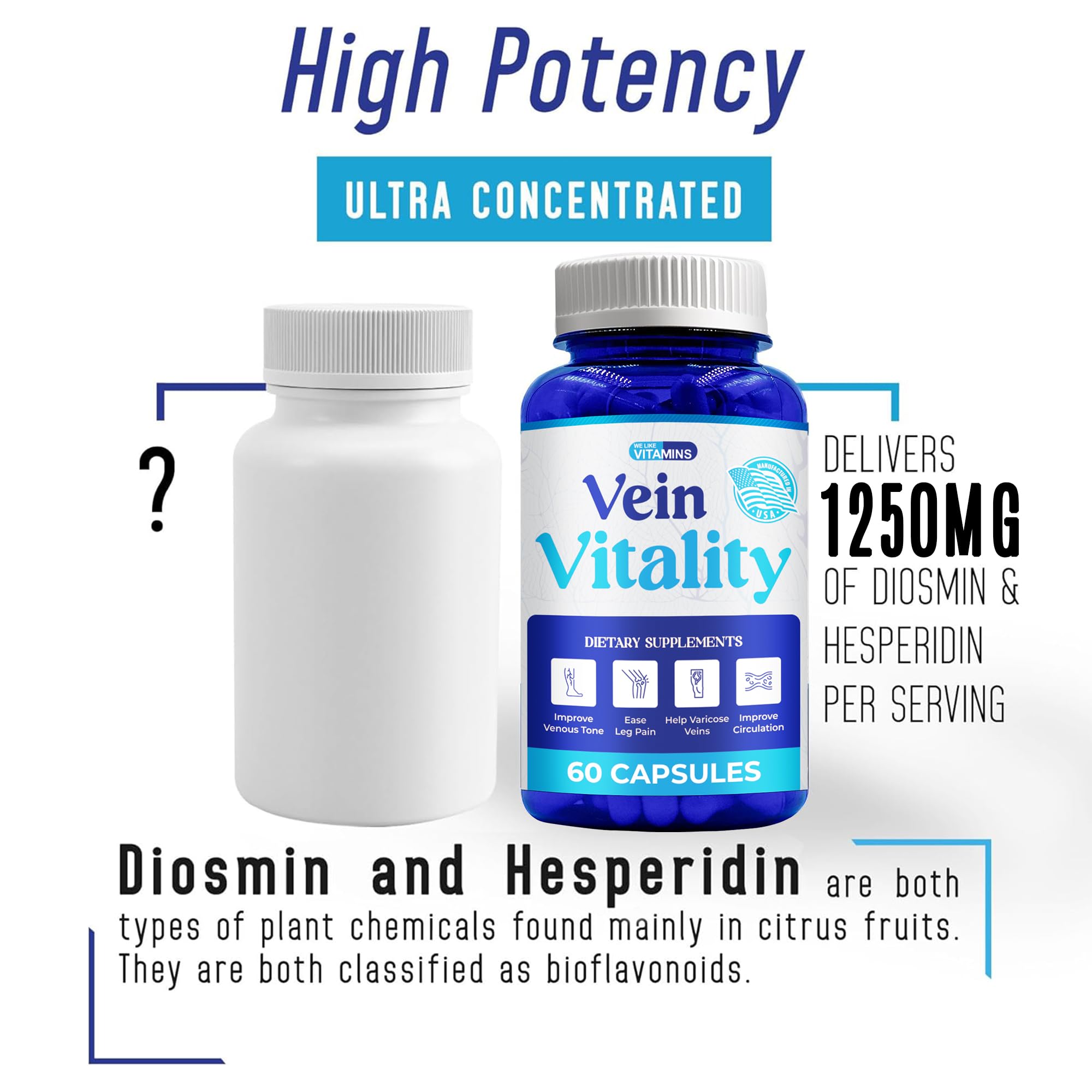 Foto 6 pulgar | Suplemento Vein Vitality, Complejo De Diosmina Y Hesperidina, 1250 Mg - Venta Internacional.