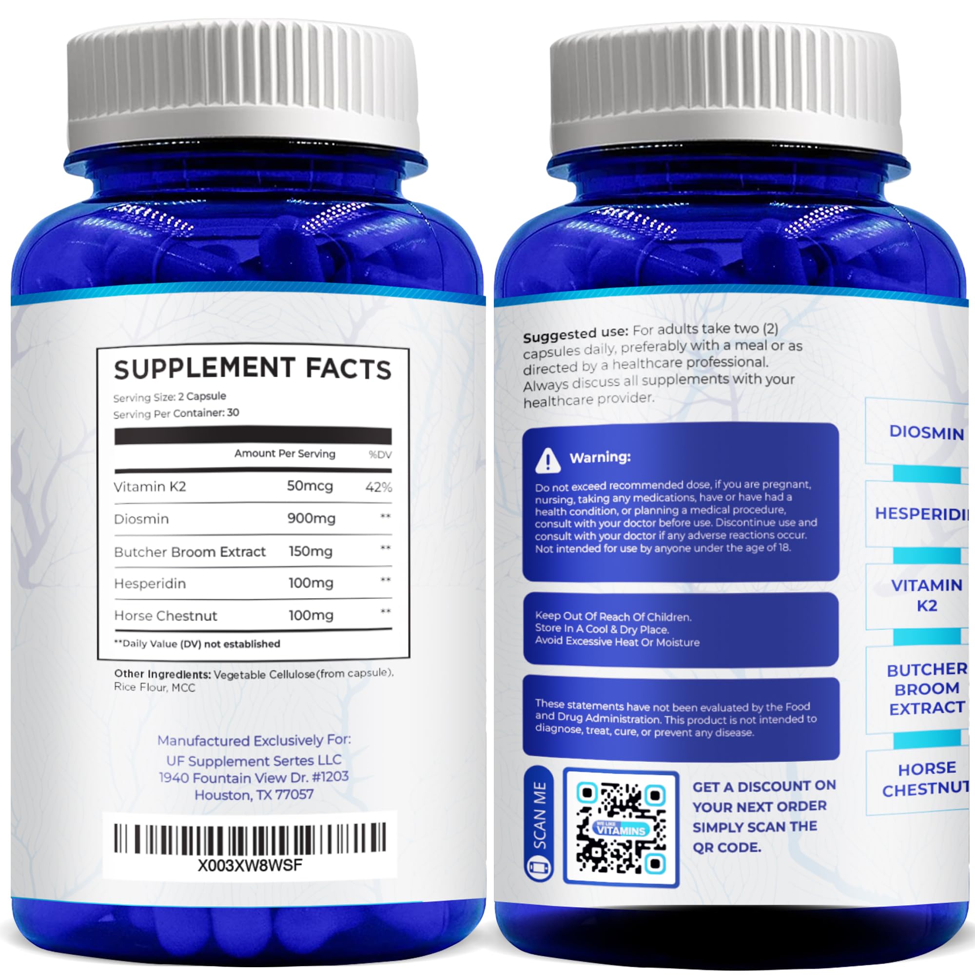 Foto 7 pulgar | Suplemento Vein Vitality, Complejo De Diosmina Y Hesperidina, 1250 Mg - Venta Internacional.