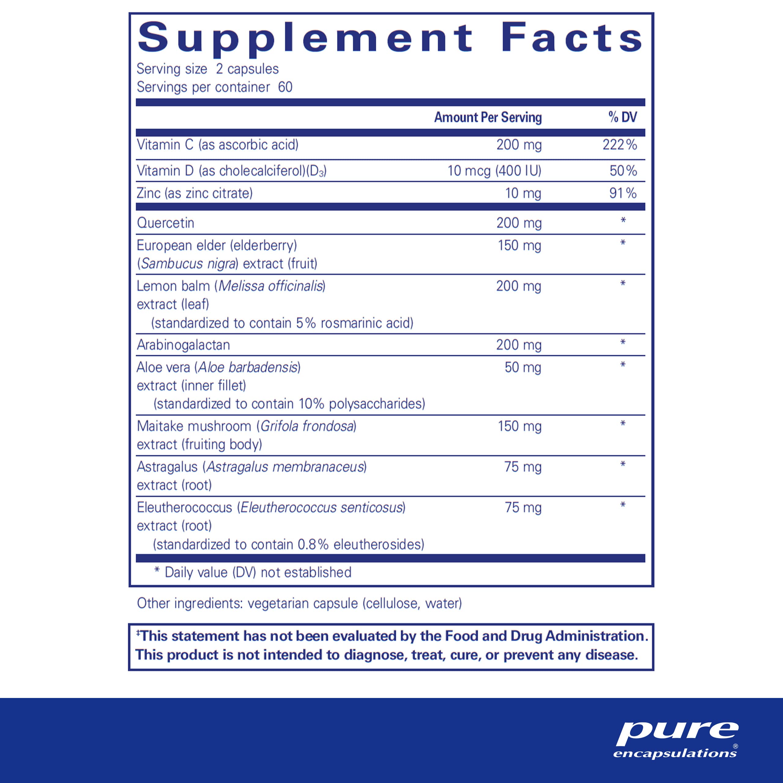 Foto 3 pulgar | Suplemento Pure Encapsulations Daily Immune 120 Cápsulas - Venta Internacional.