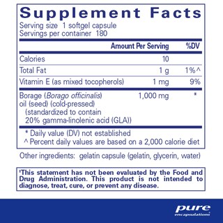 Foto 2 | Aceite De Borraja Supplement Pure Encapsulations 180 Cápsulas De Gelatina Blanda - Venta Internacional.