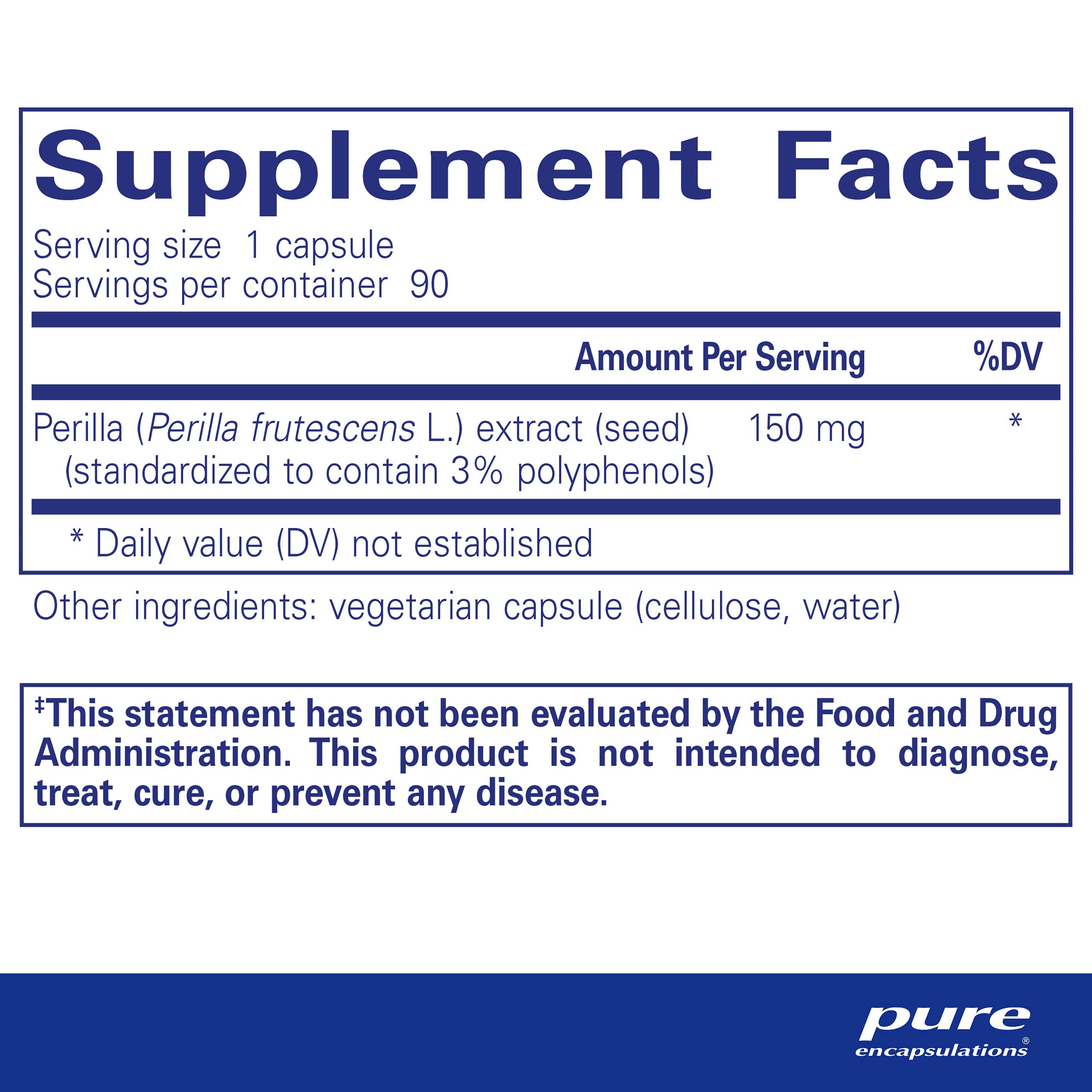 Foto 2 | Suplemento De Extracto De Perilla Pure Encapsulations 90 Cápsulas - Venta Internacional.
