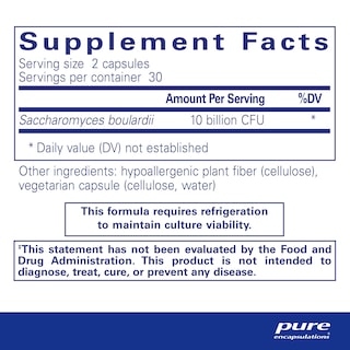 Foto 2 | Suplemento Pure Encapsulations Saccharomyces Boulardii 60 Cápsulas - Venta Internacional.
