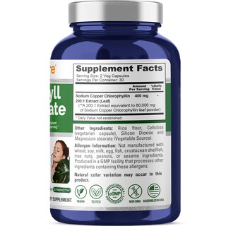 Foto 2 | Suplemento Nusapure Chlorophyll 400 Mg 60 Cápsulas Vegetarianas - Venta Internacional.