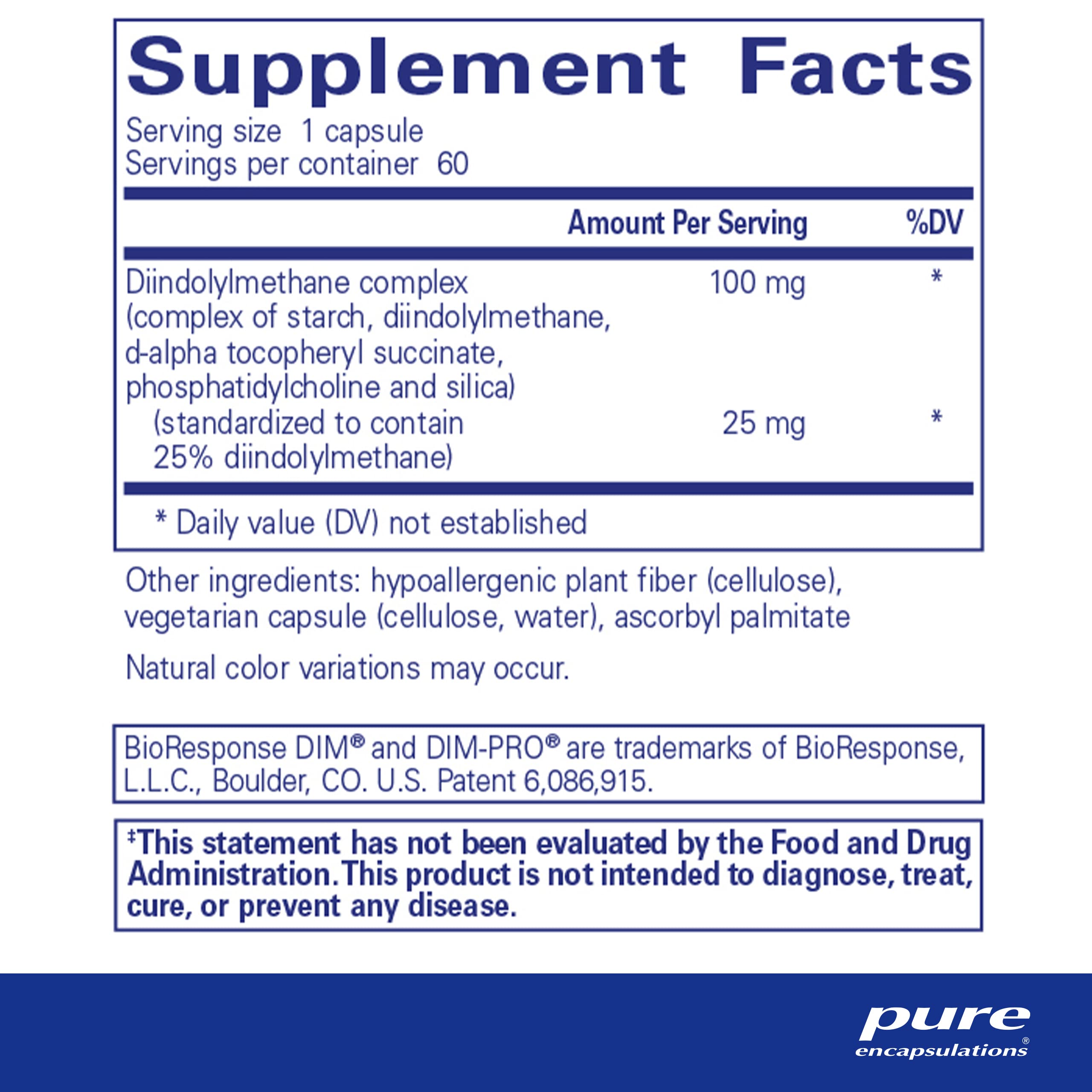 Foto 3 pulgar | Supplement Pure Encapsulations Dimpro 100 Diindolilmetano, 60 Cápsulas - Venta Internacional.
