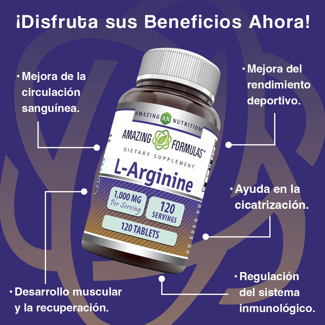 Foto 2 | Amazing Formulas L-arginine Rendimiento Deportivo Función Erectil Salud Cardiovascular 250 Cápsulas