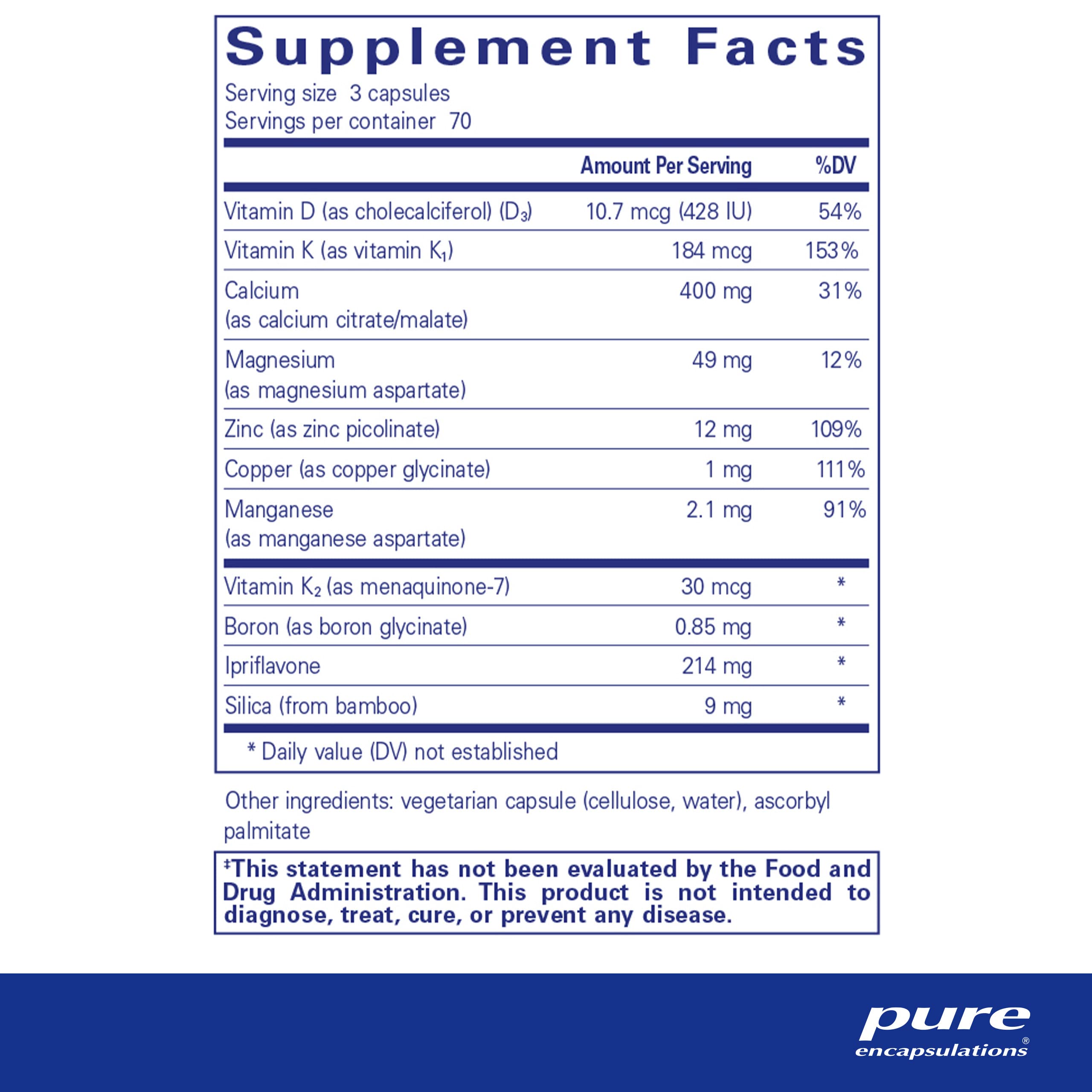 Foto 2 | Complemente Pure Encapsulations +cal+ Con Ipriflavon 210 Cápsulas - Venta Internacional.