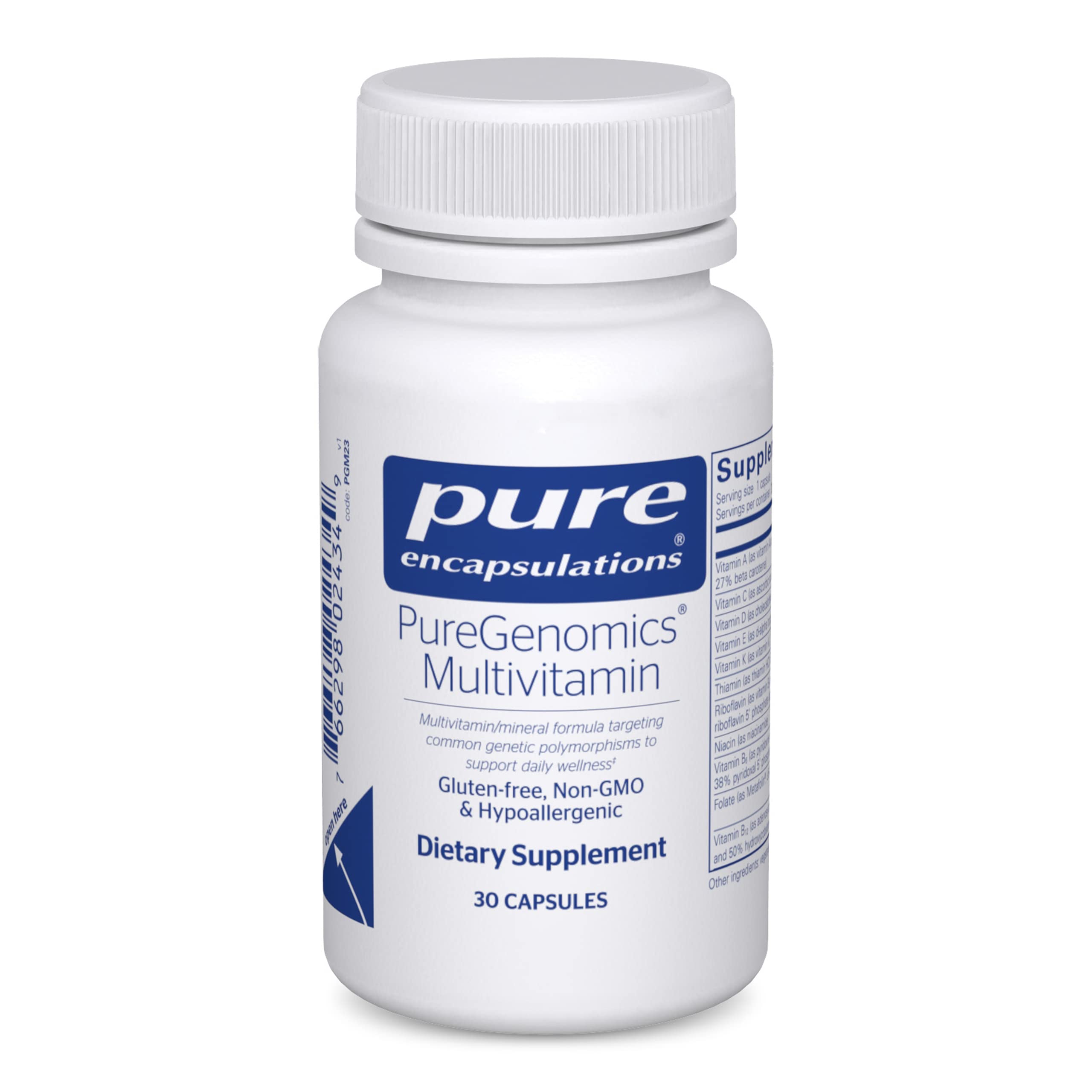 Suplemento Multivitamínico Puregenomics De Pure Encapsulations, 30 Cápsulas - Venta Internacional.