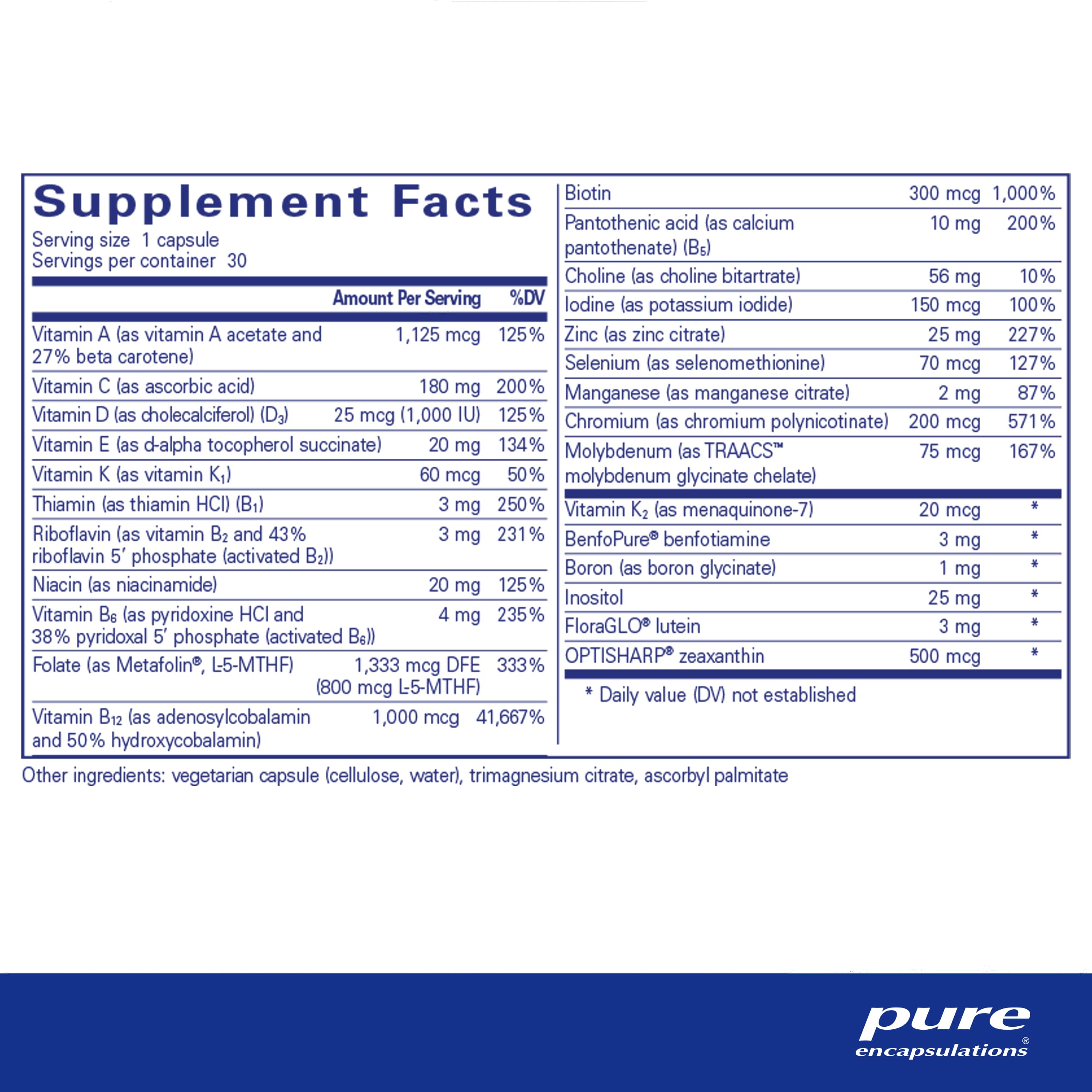 Foto 3 pulgar | Suplemento Multivitamínico Puregenomics De Pure Encapsulations, 30 Cápsulas - Venta Internacional.