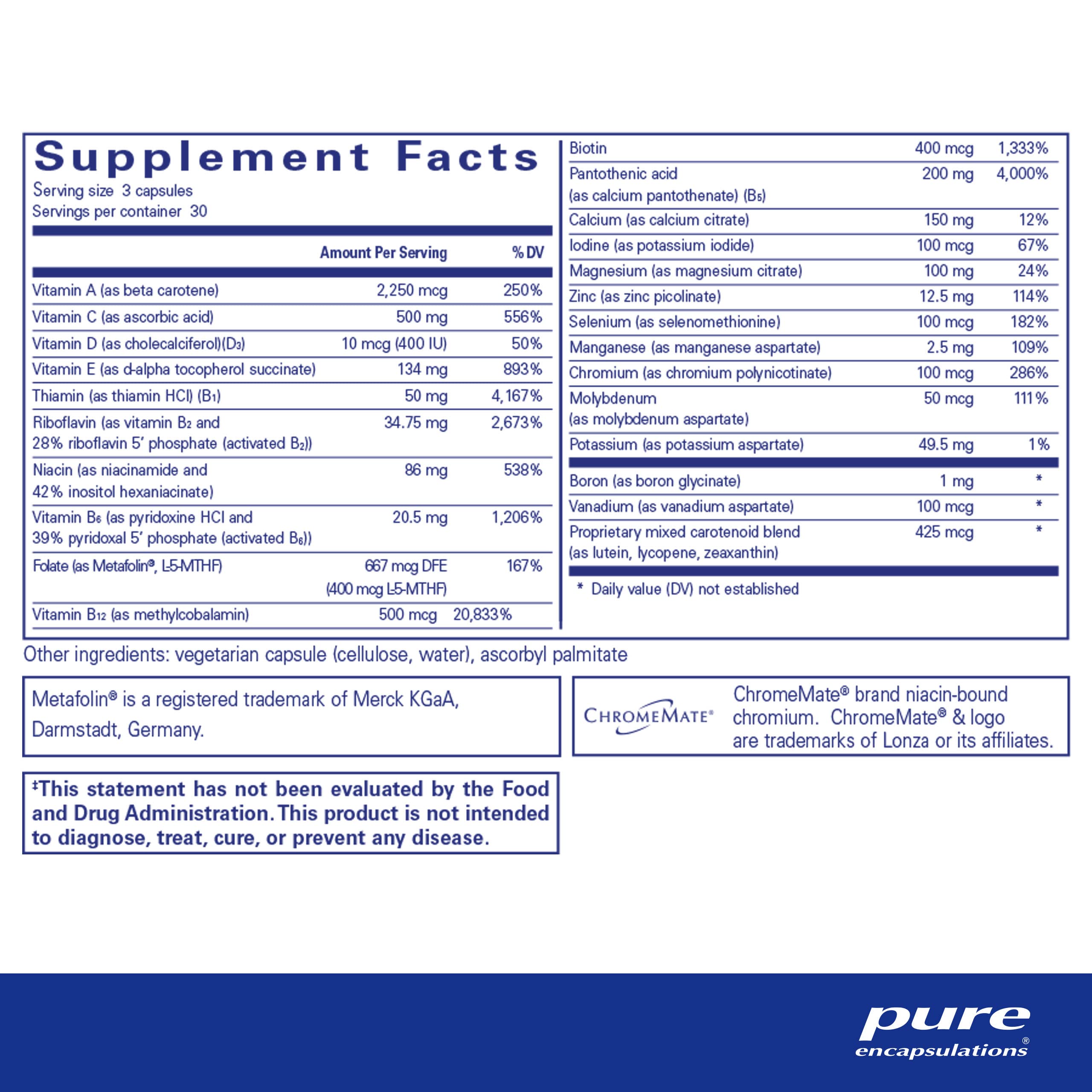 Foto 3 pulgar | Suplemento Pure Encapsulations Nutrient 950 Sin Cobre Ni Hierro - Venta Internacional.