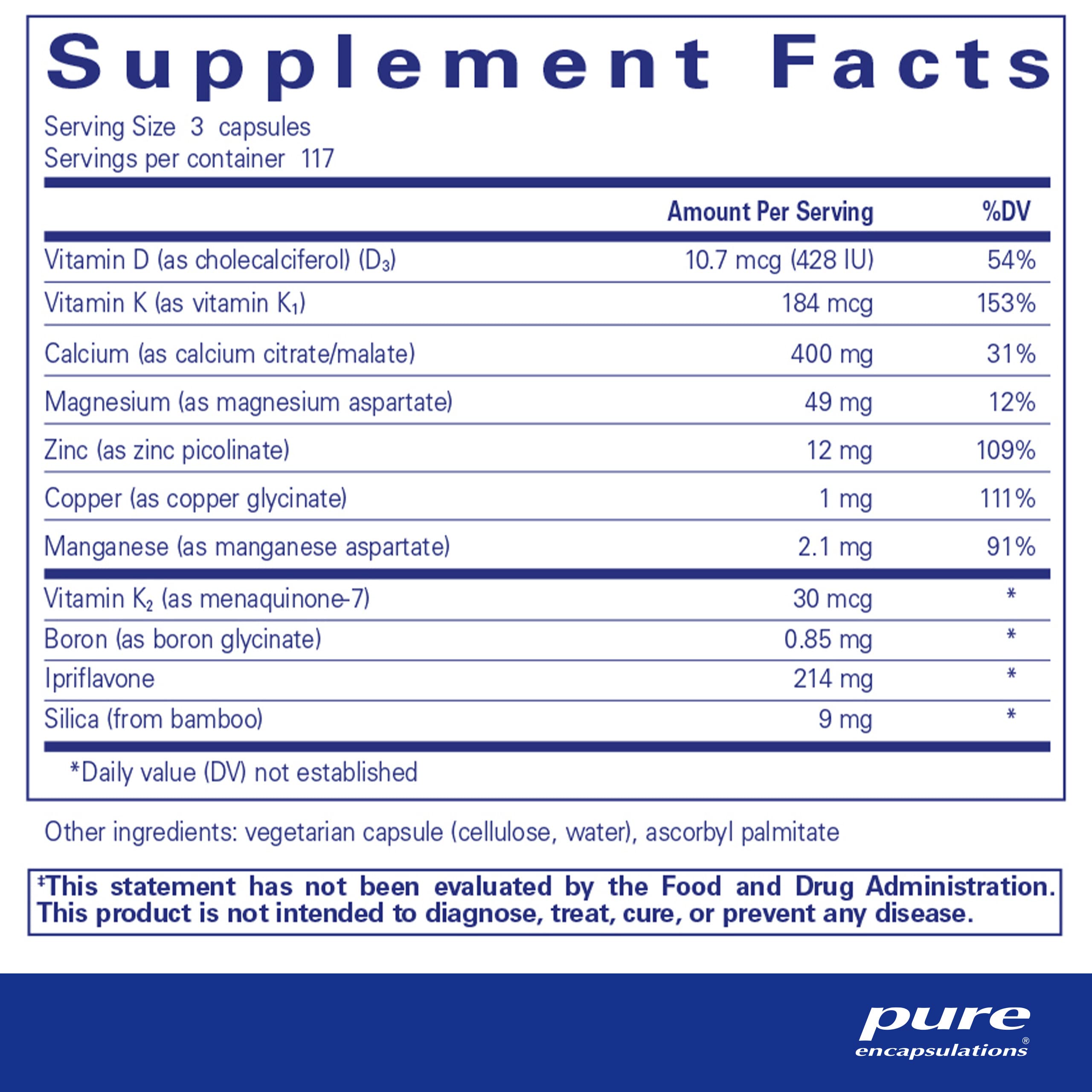 Foto 3 pulgar | Complemente Pure Encapsulations +cal+ Con Ipriflavon 351 Cápsulas - Venta Internacional.