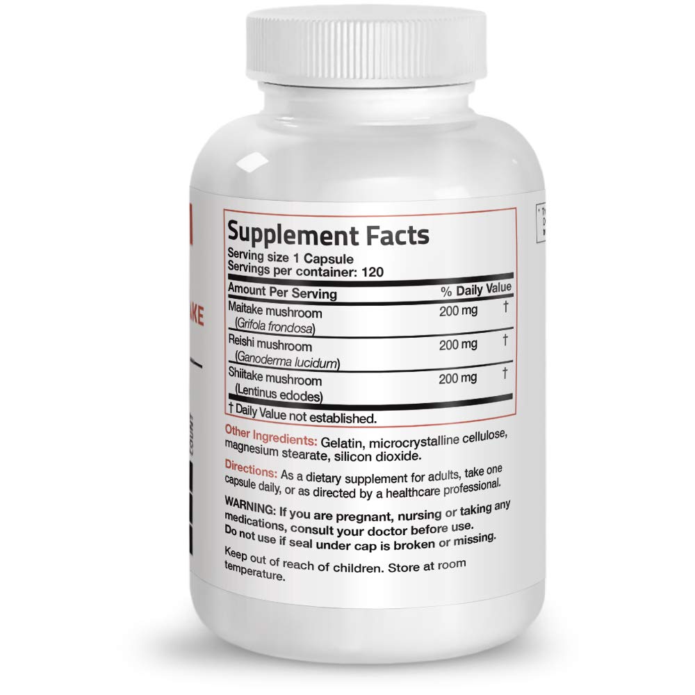 Foto 3 pulgar | Suplemento Bronson Triple Mushroom Complex 600 Mg 120 Cápsulas - Venta Internacional.
