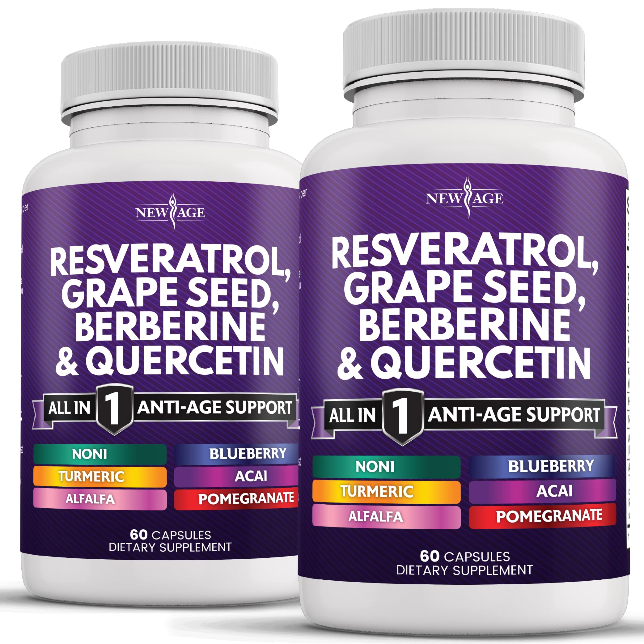 Foto 2 pulgar | Suplemento New Age Resveratrol, 6000 Mg, Berberina, 3000 Mg, 120 Cápsulas - Venta Internacional.