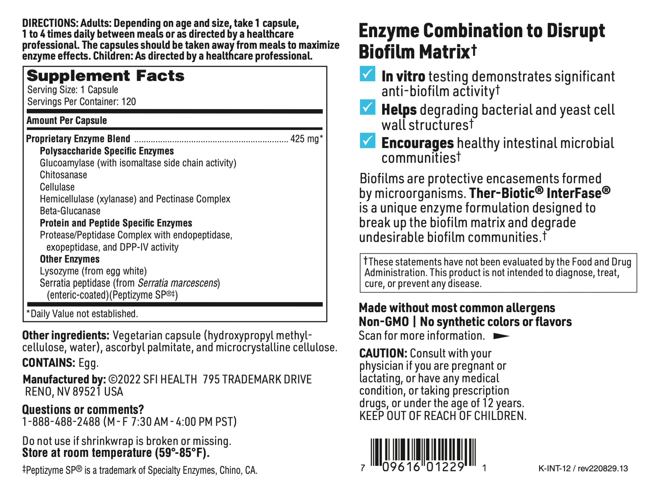 Foto 6 | Suplemento Klaire Labs Interfase Digestive Enzyme 120 Cápsulas - Venta Internacional.