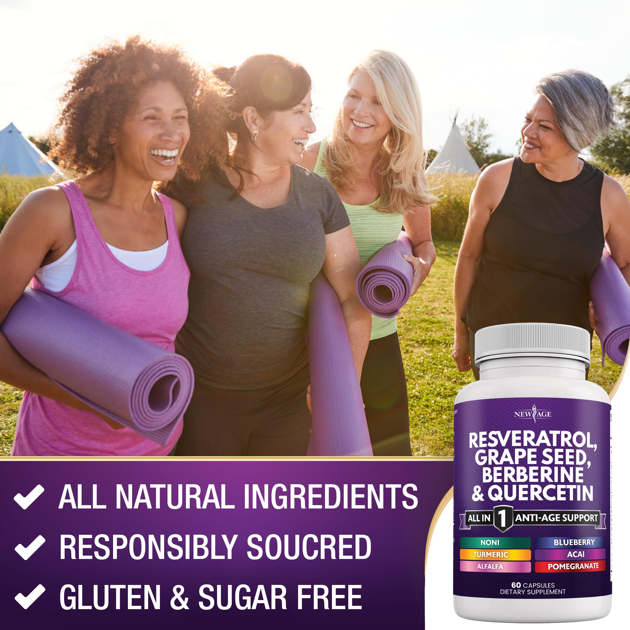 Foto 6 pulgar | Suplemento New Age Resveratrol 6000 Mg Berberina 3000 Mg 60 Cápsulas - Venta Internacional.