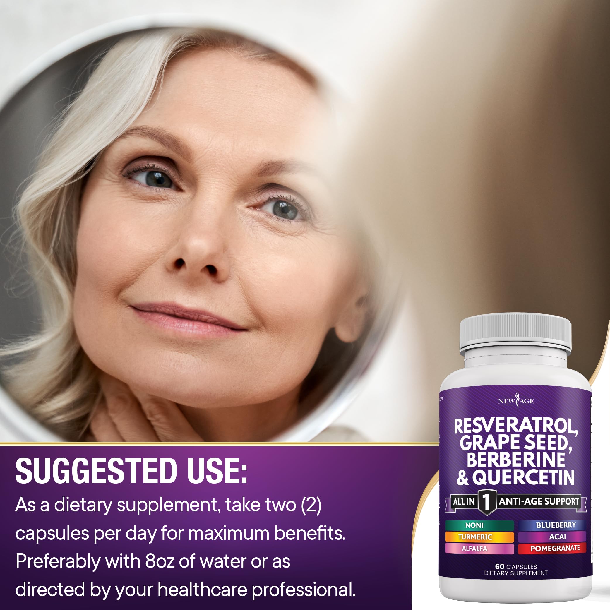 Foto 8 pulgar | Suplemento New Age Resveratrol 6000 Mg Berberina 3000 Mg 60 Cápsulas - Venta Internacional.