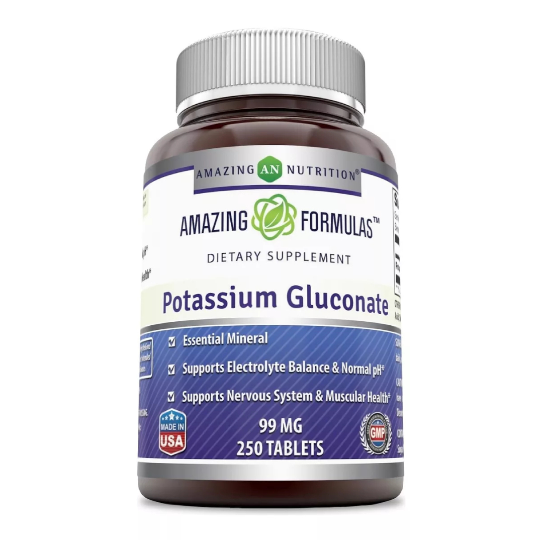 Amazing Formulas Potassium Gluconate Función Muscular, Salud Cardiovascular Gluconato De Potasio 250 Tablets