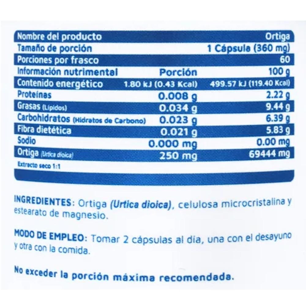 Foto 3 pulgar | Ortiga 60 Cápsulas 250 Mg Vidanat